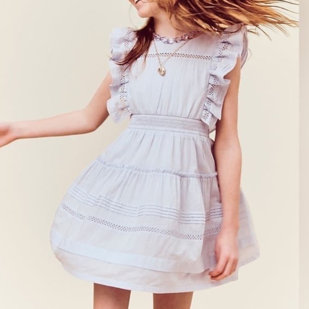 Girls Blue Teatime Dress in Cotton Voile - Picture 2 of 10